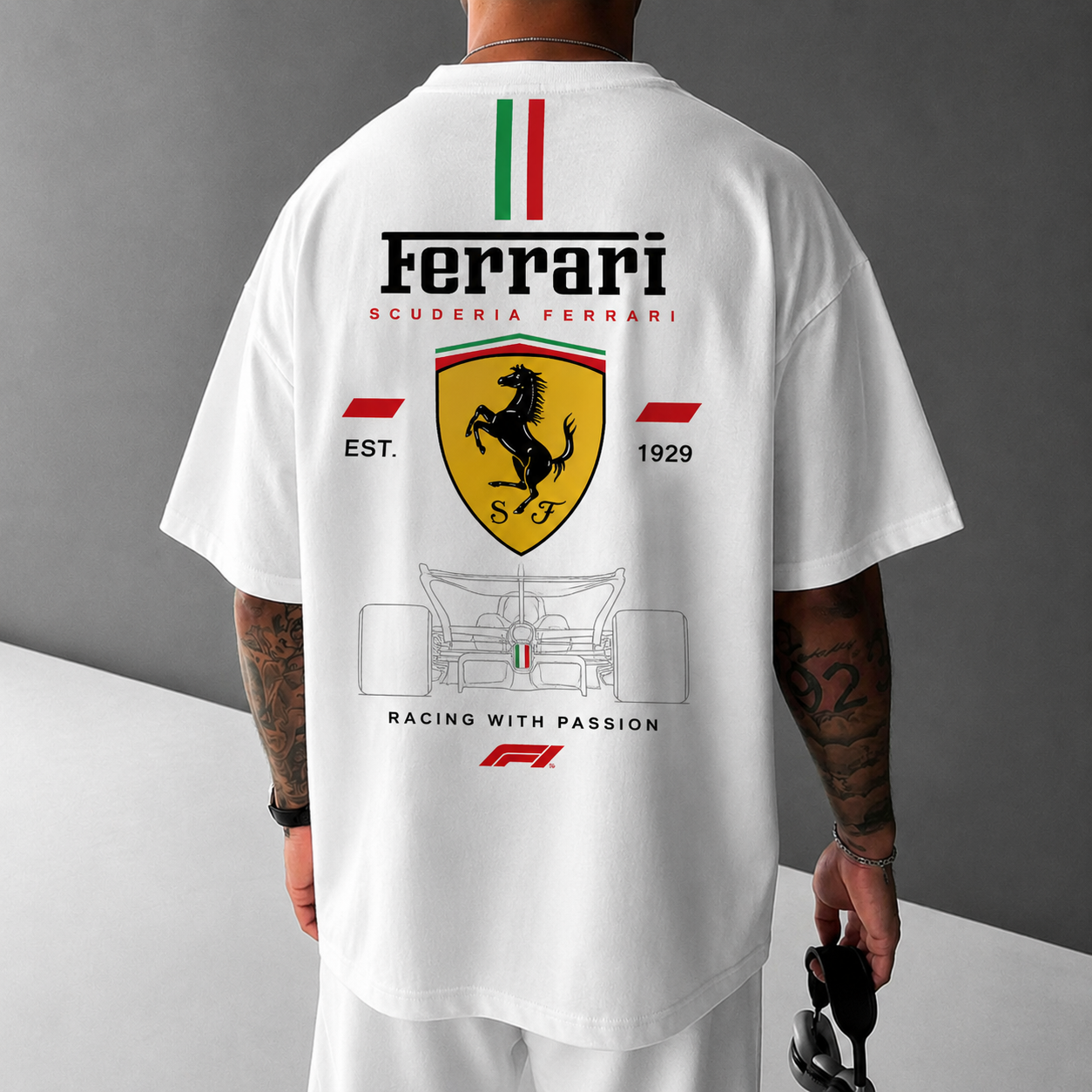 Ferrari Racing Oversized White Tee