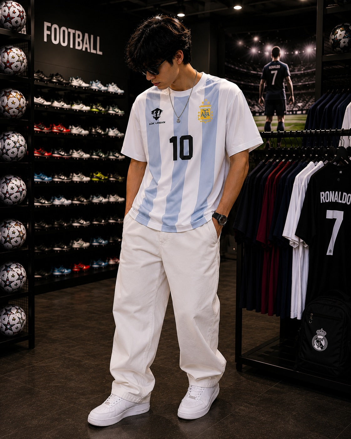 Messi 10 Oversized Football Fan Tee — White