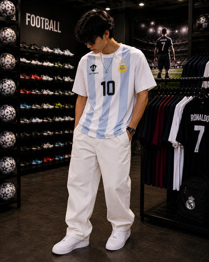 Messi 10 Oversized Football Fan Tee — White