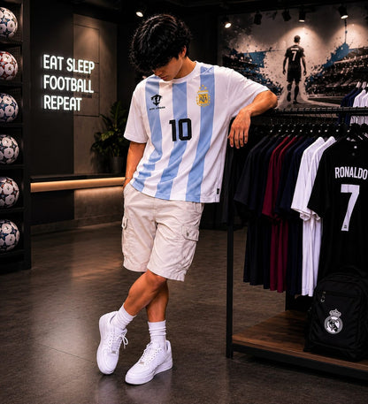 Messi 10 Oversized Football Fan Tee — White
