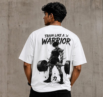 Train Like A Warrior Oversized Graphic T-Shirt for Men | Premium Cotton | White