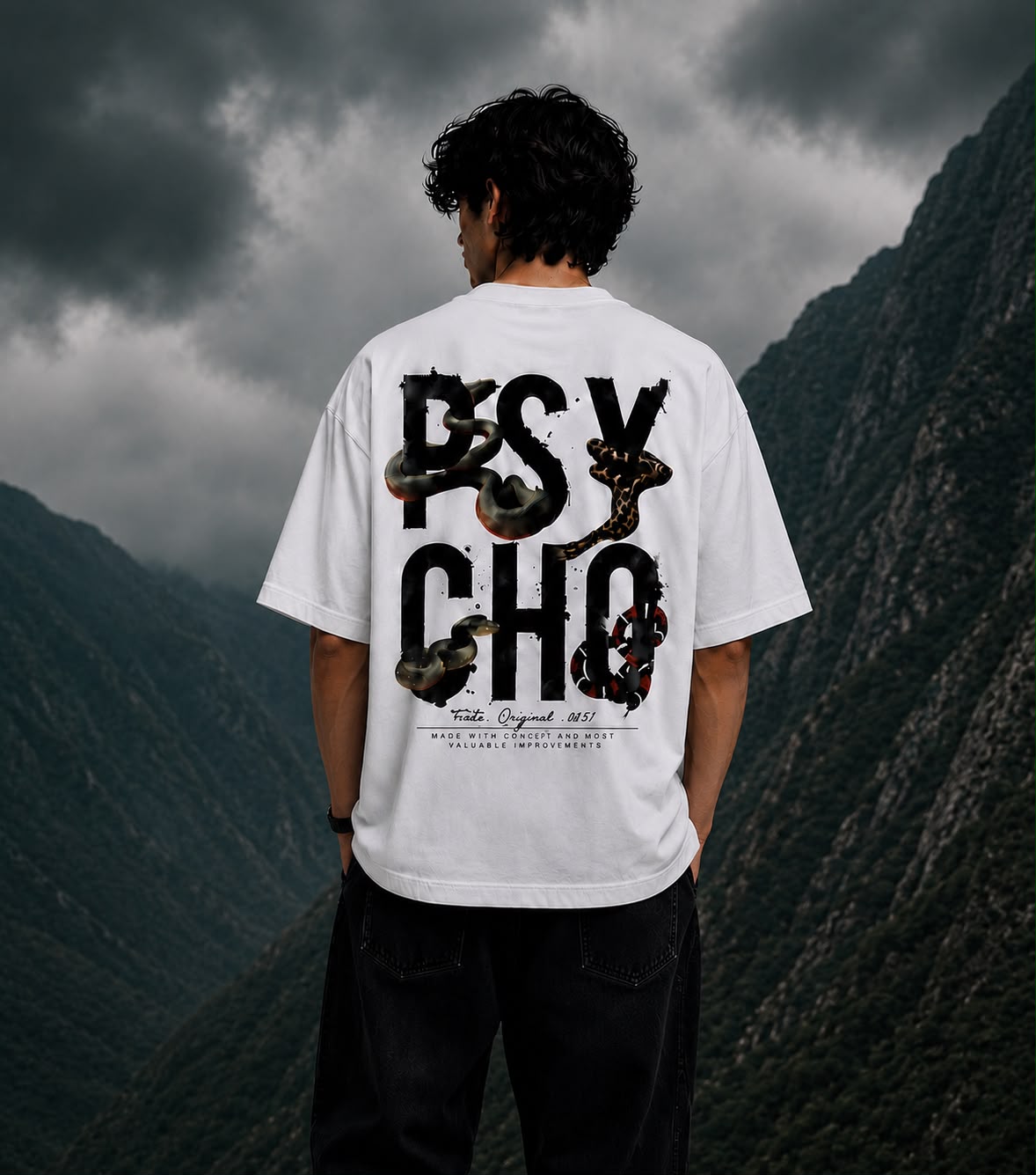 HavowN Psycho Mode On Oversized T-Shirt | 240 GSM Premium Cotton | Back Graphic Streetwear Tee | Unisex