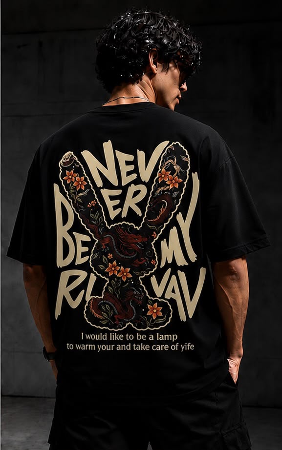 HavowN Never Betray My Rival Oversized T-Shirt | 240 GSM Premium Cotton | Graphic Back Print | Unisex Streetwear Tee