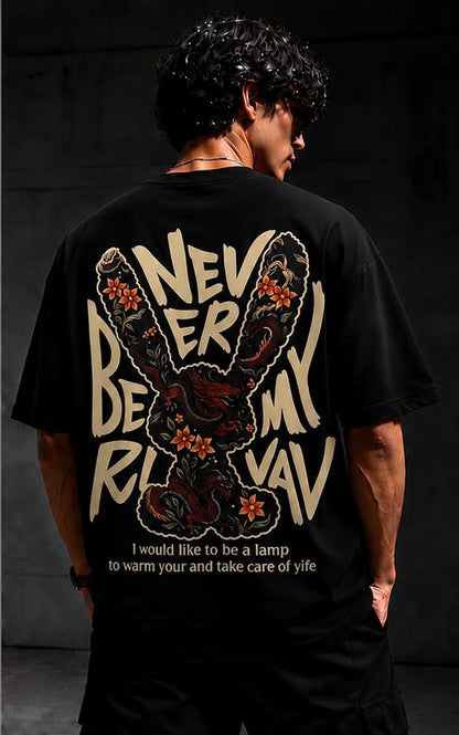 HavowN Never Betray My Rival Oversized T-Shirt | 240 GSM Premium Cotton | Graphic Back Print | Unisex Streetwear Tee