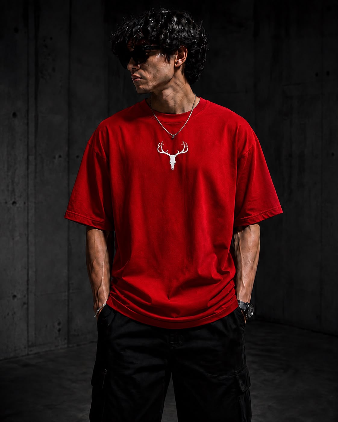 Red Human After All Oversized T-Shirt for Men | Premium Cotton Drop Shoulder Anime Graphic Tee | Unisex Streetwear