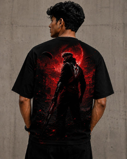 Premium Oversized Eye Graphic Printed T-Shirt for Men | 100% Cotton | Black