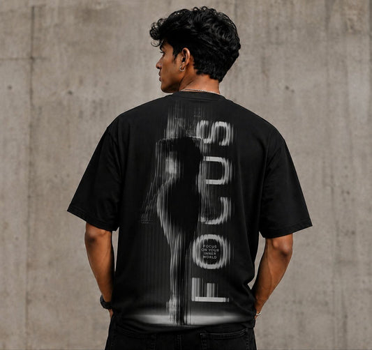 Premium Oversized Eye Graphic Printed T-Shirt for Men | 100% Cotton | Black