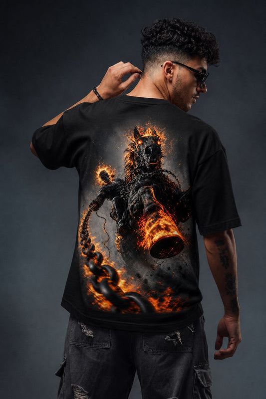 Premium Oversized Eye Graphic Printed T-Shirt for Men | 100% Cotton | Black