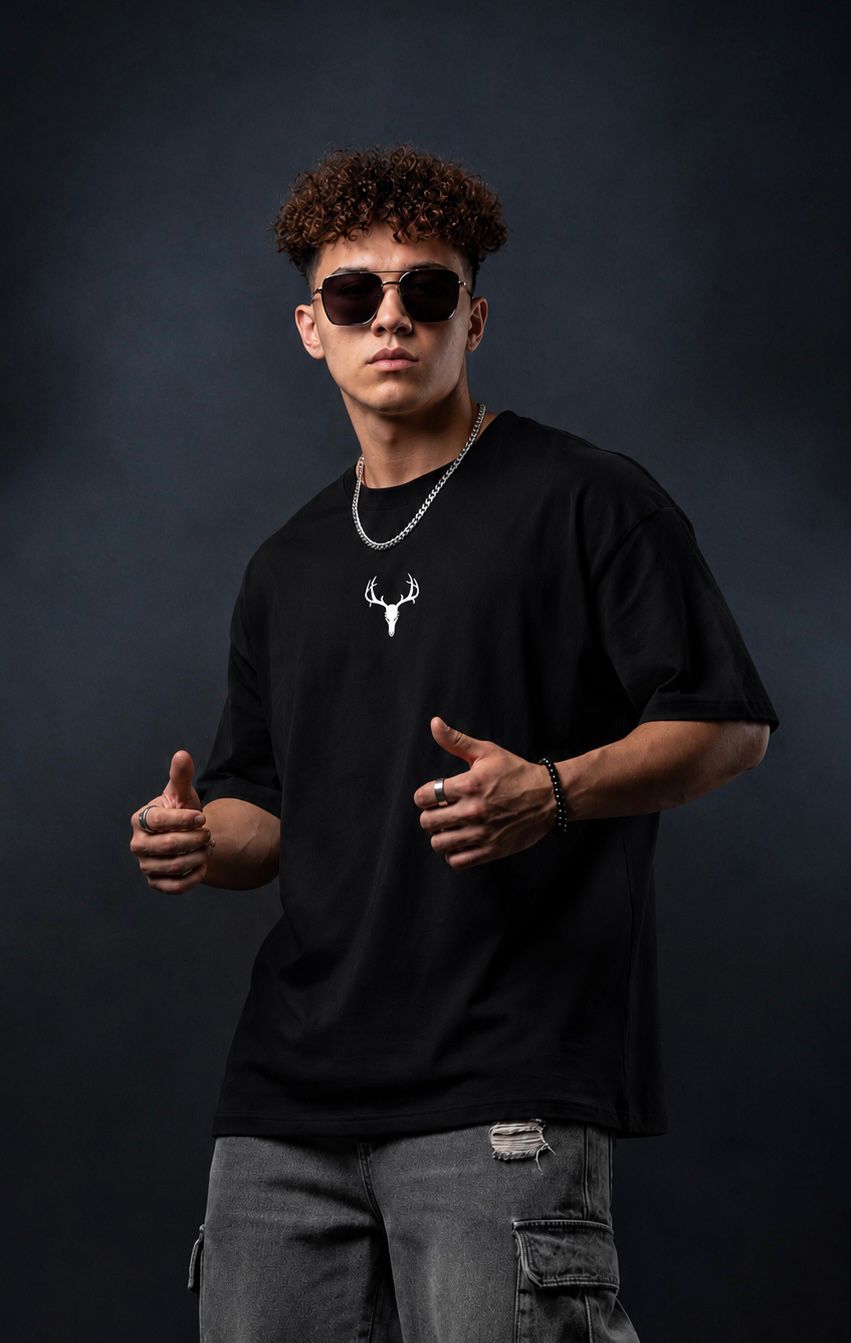 Premium Oversized Eye Graphic Printed T-Shirt for Men | 100% Cotton | Black