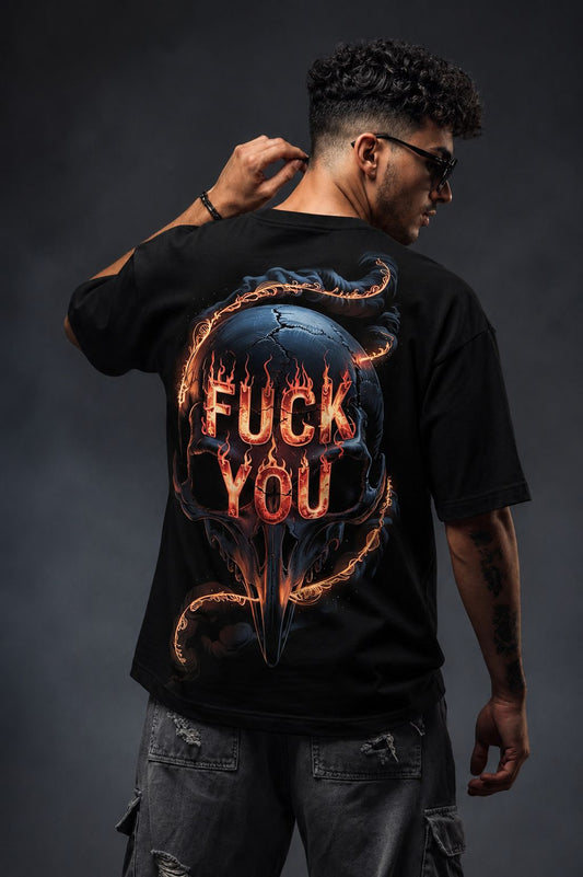 Premium Oversized Eye Graphic Printed T-Shirt for Men | 100% Cotton | Black